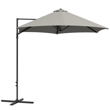 2.5M Offset Roma Patio Umbrella W/ 360° Rotation, Light Grey