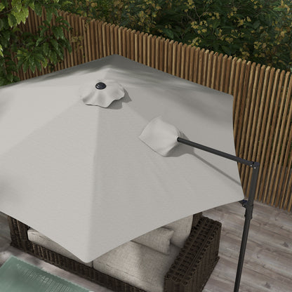 2.5M Offset Roma Patio Umbrella W/ 360° Rotation, Light Grey
