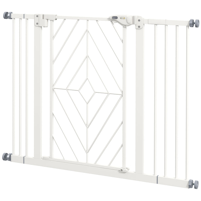 Pressure Fit Stair Gate Dog Gate w/ Auto Closing Door, Double Locking, Easy Installation, for 74-100cm Openings - White