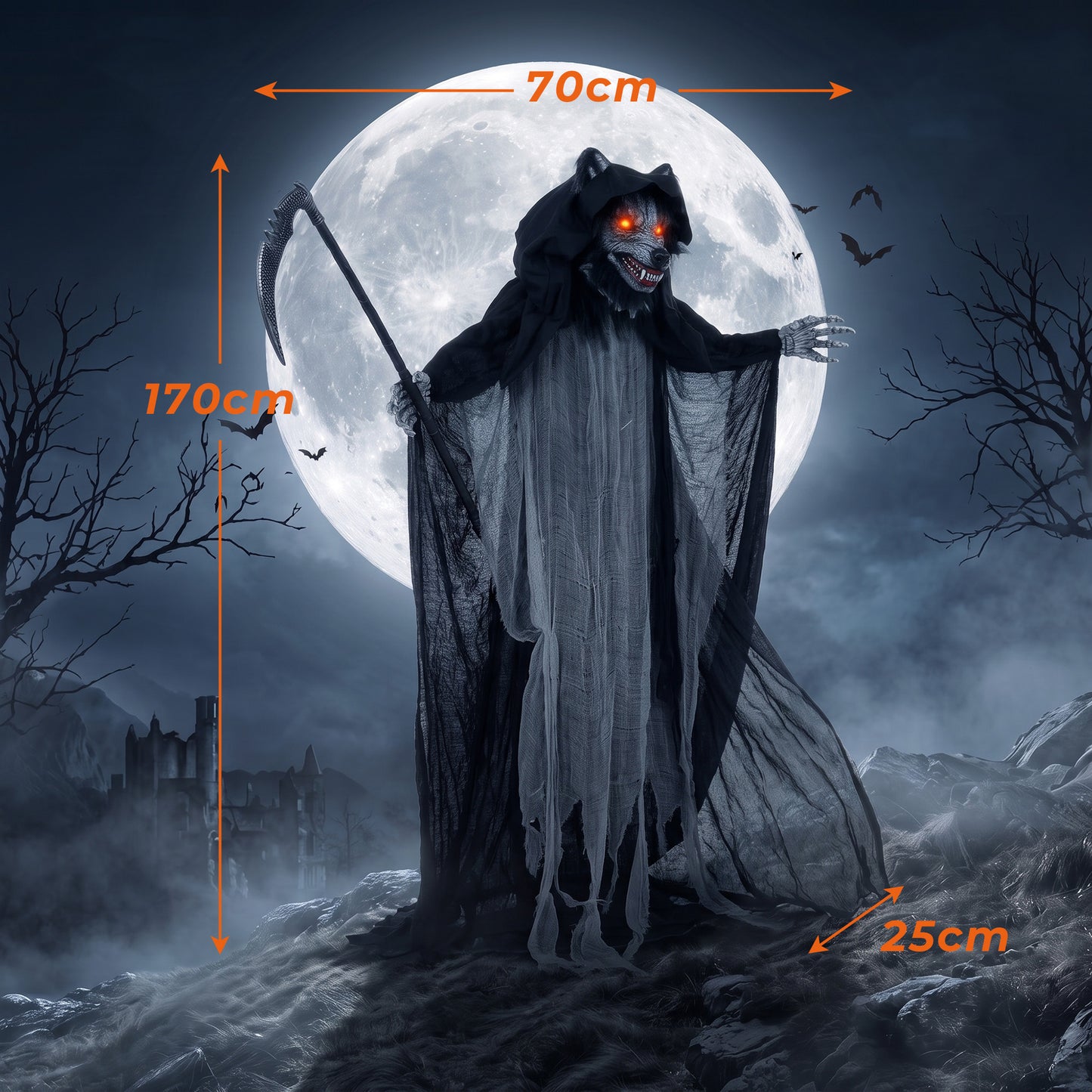 Halloween Standing Werewolf Animated Decoration with Light-Up Eyes