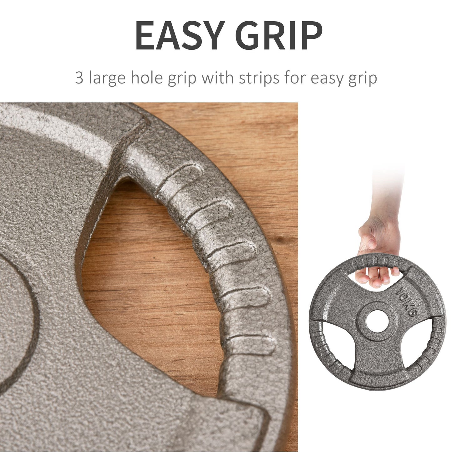 HOMCOM Set of 2 Cast Iron 2" Olympic Weight Plates Barbell Weight 2 x 10kg