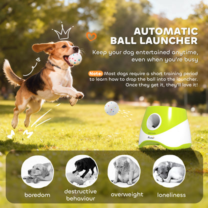 Automatic Dog Ball Launcher with 5 ETPU Tennis Balls, Green