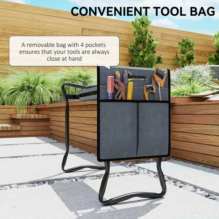 Garden Kneeler Foldable Seat Bench EVA Foam Pad with Tool Bag Pouch