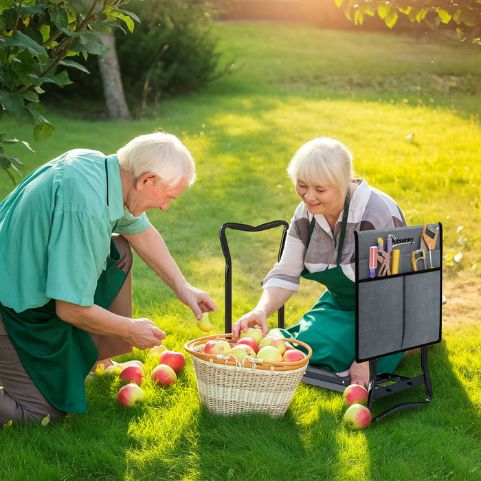 Garden Kneeler Foldable Seat Bench EVA Foam Pad with Tool Bag Pouch