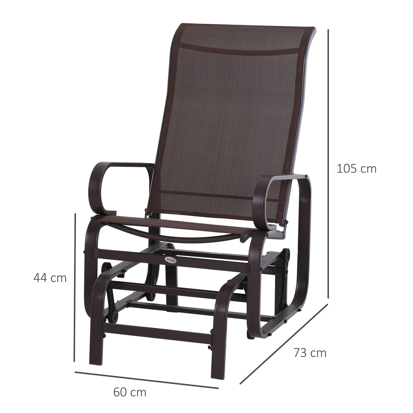 Outdoor Gliding Rocking Chair with Sturdy Metal Frame Garden Comfortable Swing Chair for Patio, Backyard and Poolside, Brown