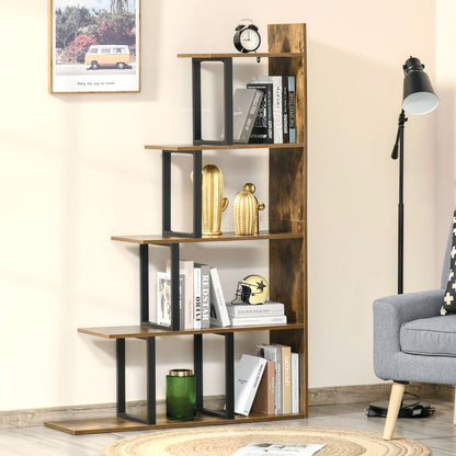 5-Tier Ladder Shelf Display Plant Stand Home Ladder Rustic Brown