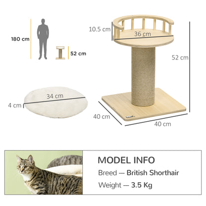 52cm Kitty Activity Centre w/ Bed, Jute Scratching Post
