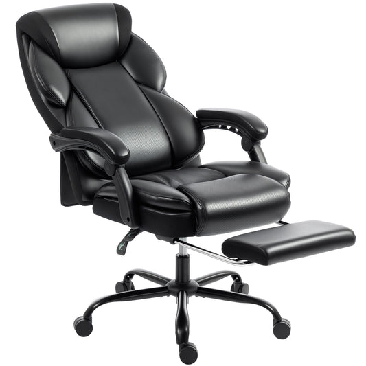 Adjustable Office Chair with Footrest, Armrest, Casters, Black