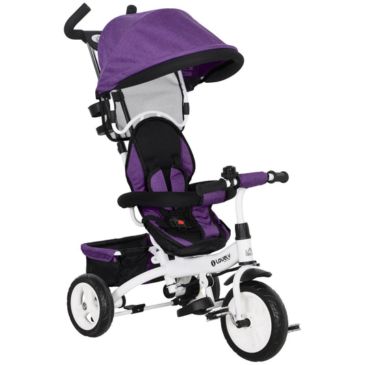 6 in 1 Kids Trike, Stroller with Parent Handle, Purple
