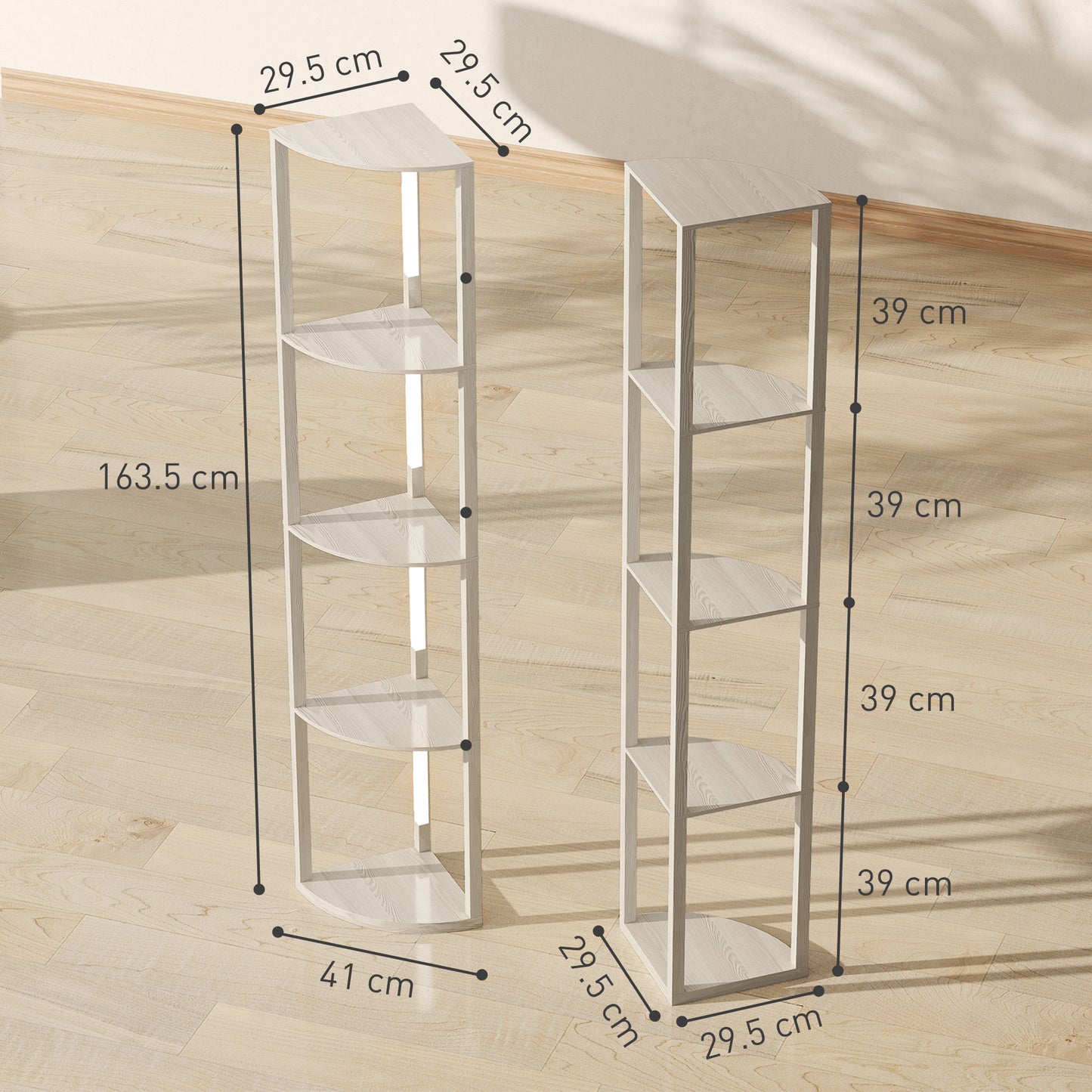 Corner Floor Lamp with Warm White LED Light, Oak
