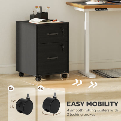 Roll File Cabinet with Drawer, Organiser Letter Size, Black