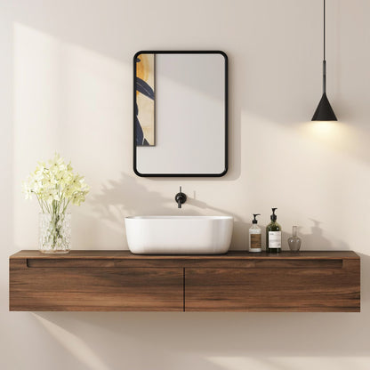 Rectangular Mirror with Metal Frame, Decorative Wall Mirror, Black