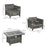 5-Piece Rattan Patio Furniture Set with Gas Fire Pit Table, Loveseat Sofa, Armchairs, Cushions, Pillows, Grey