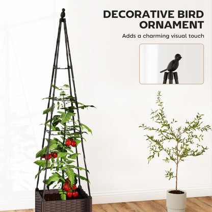 Raised Garden Bed Planter Box with Trellis and Self Watering