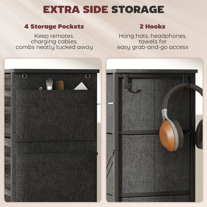 Fabric Chest of Drawers, 4 Drawer Dresser for Bedroom, Black