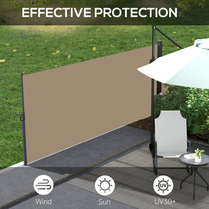 Retractable Side Awning, Outdoor Privacy Screen for Garden, Hot Tub, Balcony, Terrace, Pool, 400 x 180cm, Khaki