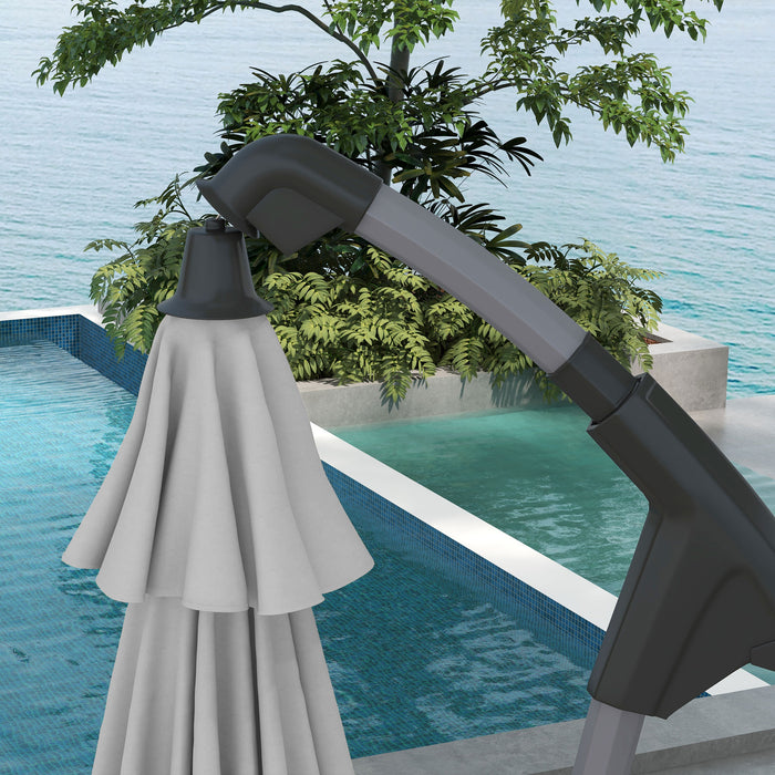 2.7m Cantilever Parasol, with Cross Base - Grey