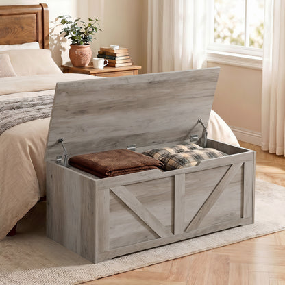 Storage Trunk for Living Room, with Safety Hinges, 100cm, Grey