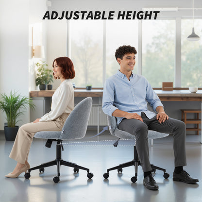 Desk Chair, Fluffy Swivel Office Chair for Makeup Vanity, Grey