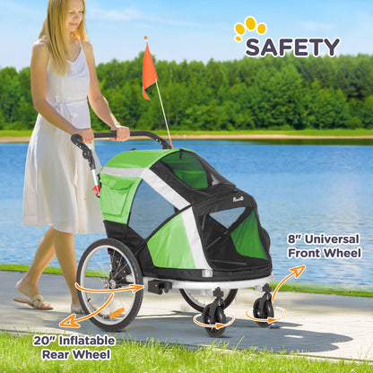 2-in-1 Dog Bicycle Trailer w/ Safety Leash, Reflectors - Orange