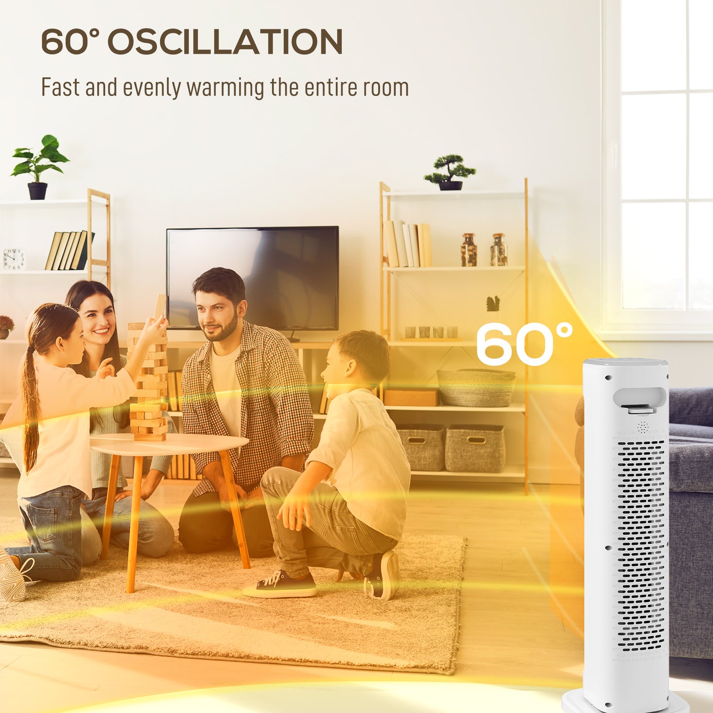 Ceramic Electric Heater, 2000W Space Heater with Timer, White