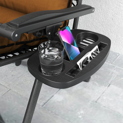 2 Pieces Zero Gravity Chairs, Reclining Folding Sun Lounger, Brown