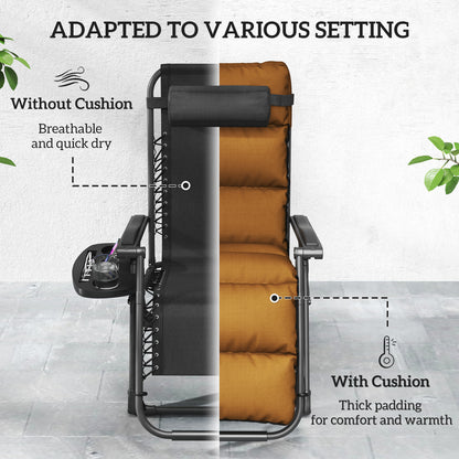 2 Pieces Zero Gravity Chairs, Reclining Folding Sun Lounger, Brown