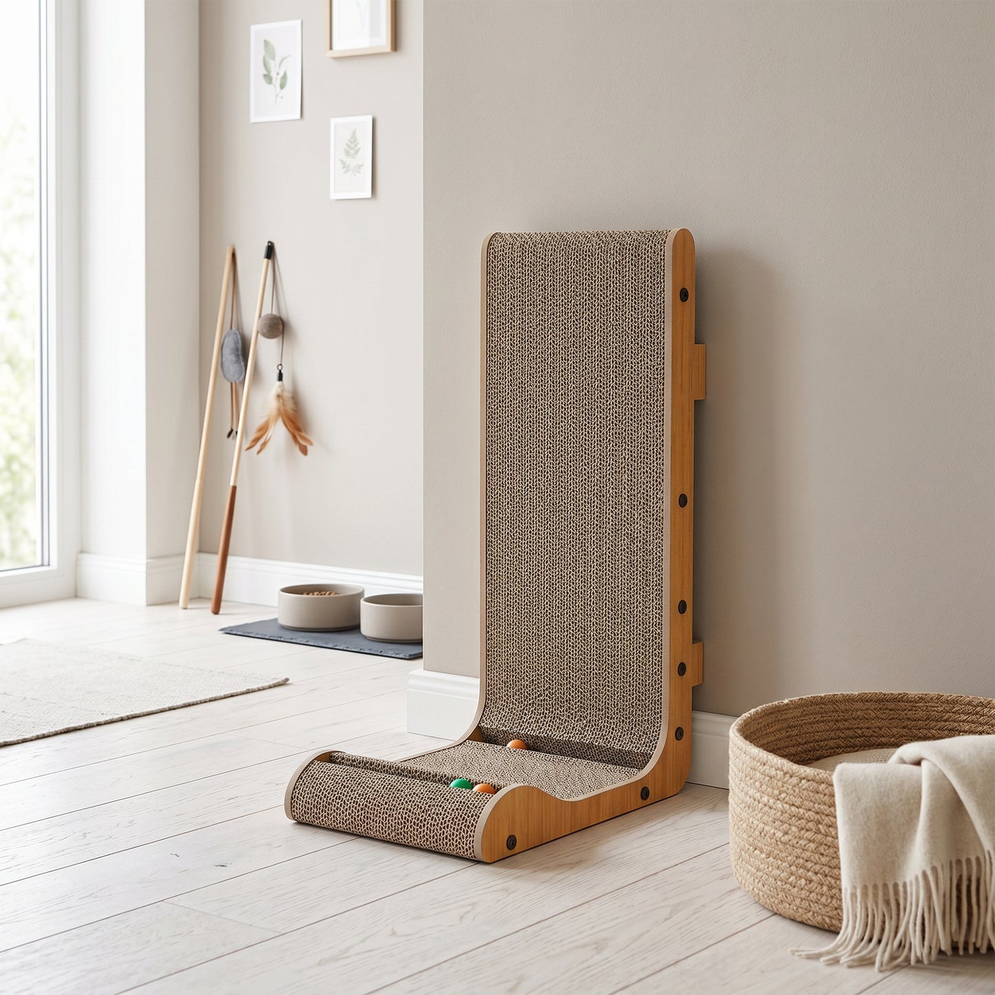 Cat Scratching Board Wall Mounted 57.5H cm Brown