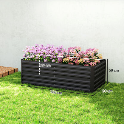 Galvanised Steel Outdoor Raised Bed w/ Reinforced Rods, Black