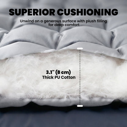 Sleeping Mat, Foldable Camping Pad with Elastic Straps Light Grey