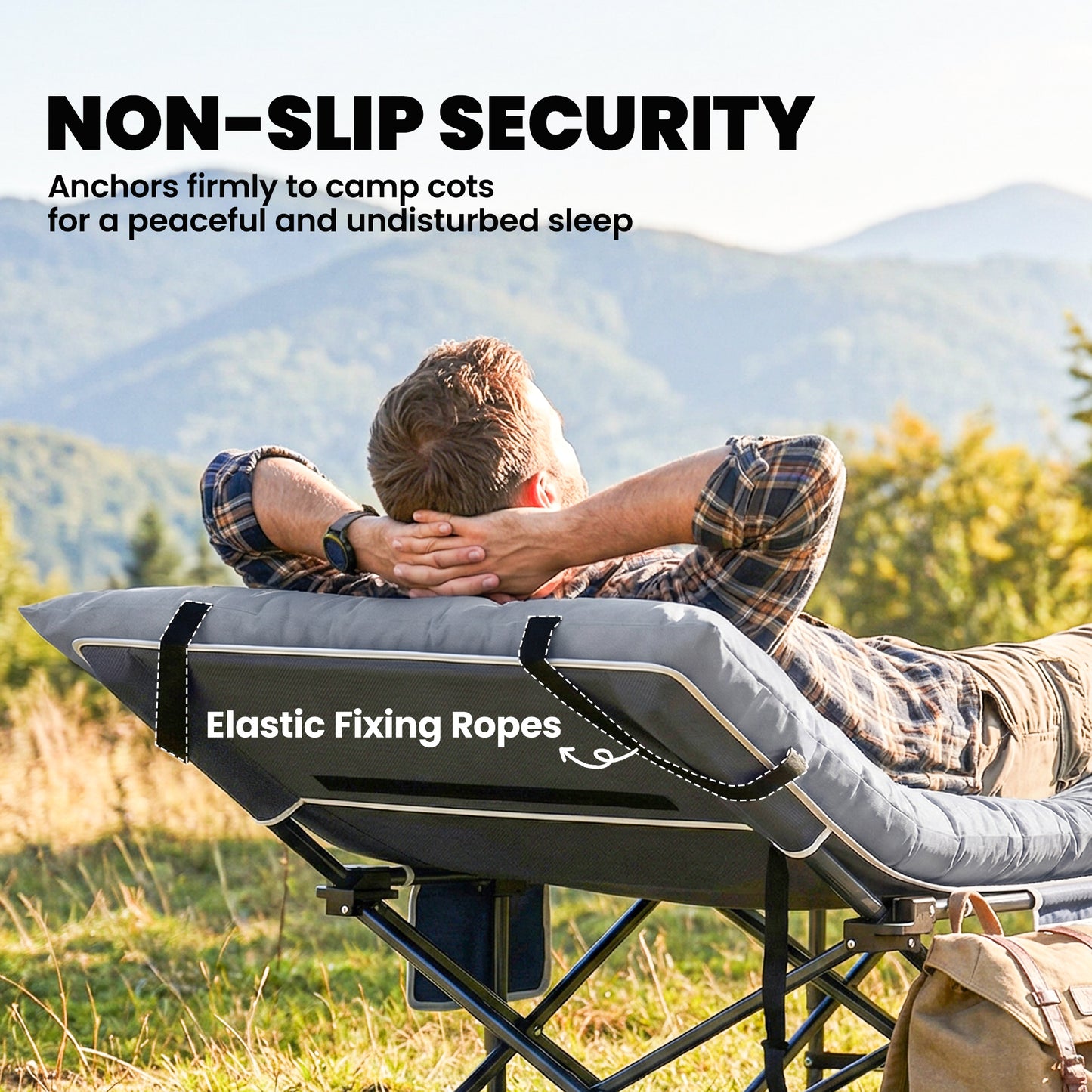 Sleeping Mat, Foldable Camping Pad with Elastic Straps Light Grey