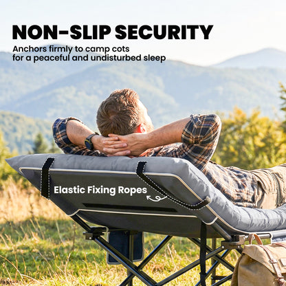 Sleeping Mat, Foldable Camping Pad with Elastic Straps Light Grey