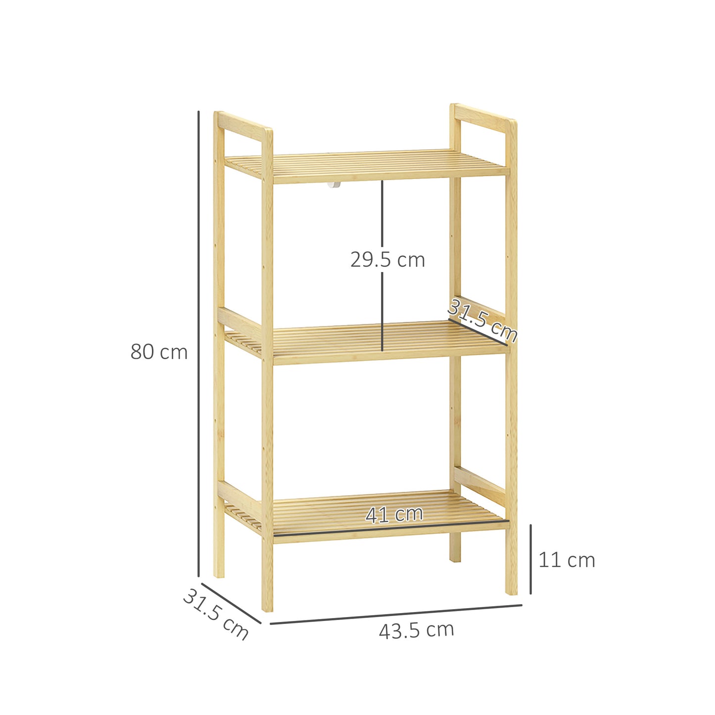 3-Tier Bamboo Bathroom Storage Shelf with Adjustable Rack, Natural