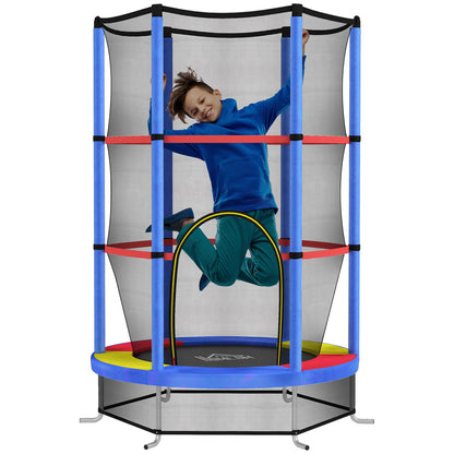 Kids Trampoline, with Enclosure Net, Steel Frame, for Ages 3-6 Years - MultiColoured