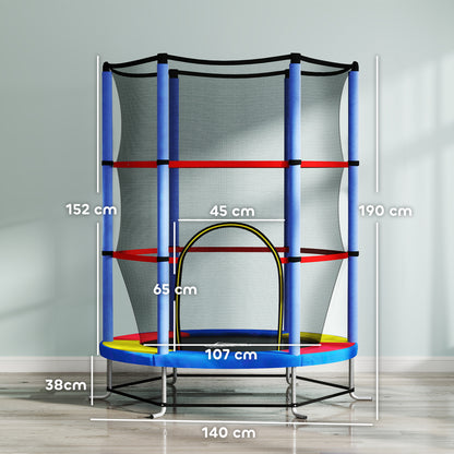 Kids Trampoline, with Enclosure Net, Steel Frame, for Ages 3-6 Years - MultiColoured