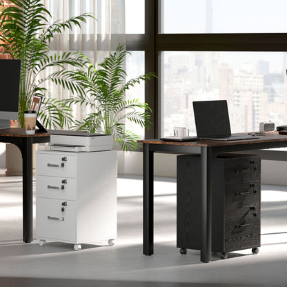 3 Drawer File Cabinet Rolling Filing Cabinet for A4 and Letter White