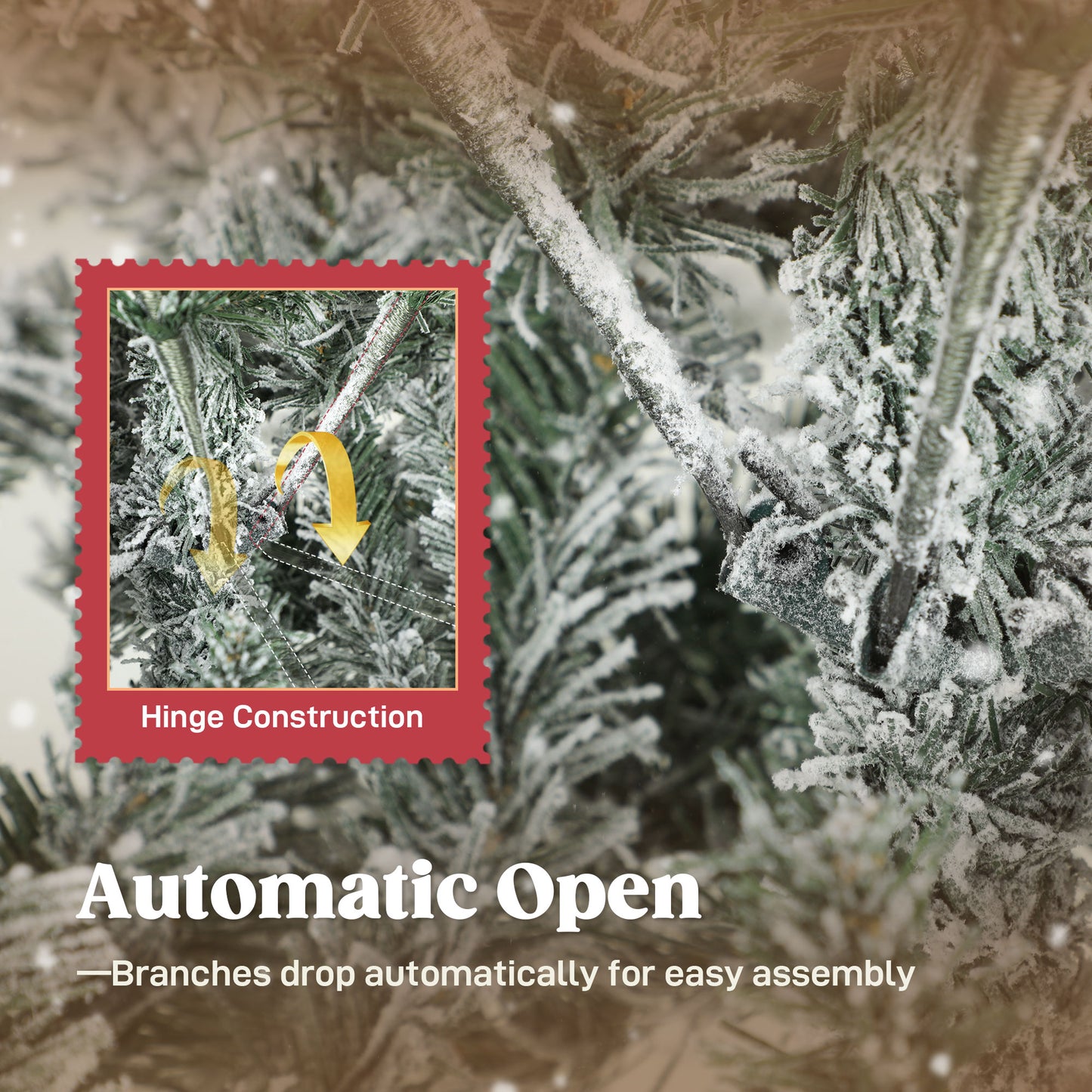 6 ft Artificial Christmas Tree with 1182 Branches, Hinged Xmas Tree