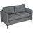 133cm Loveseat Sofa, Modern Fabric Couch with Steel Legs, Upholstered 2 Seater Sofa for Living Room, Bedroom, Grey