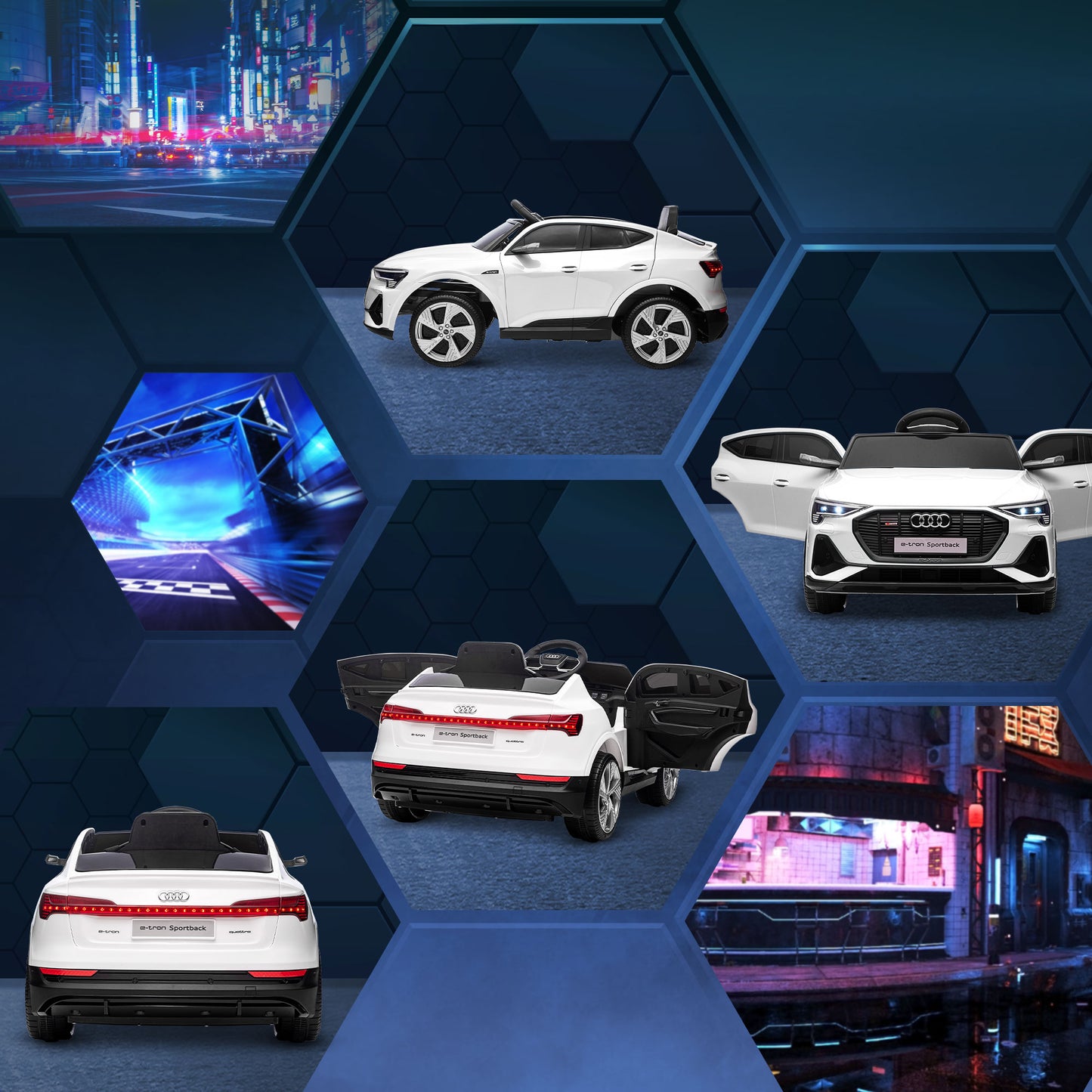 12V Kids Electric Ride-On Car/ w Remote Control, Lights, Music - White