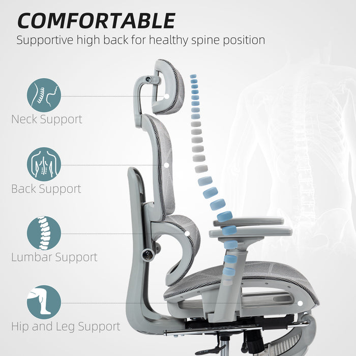 Ergonomic Office Chair Swivel Computer Chair with 3D Armrest Grey