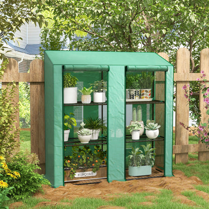 Mini Green House with 3 Tier Shelves, 151H x 143W x 46Dcm, Green