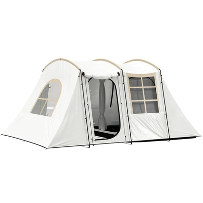 3-4 Man Tunnel Tent with Sewn in Floor, 3000mm Waterproof, Khaki