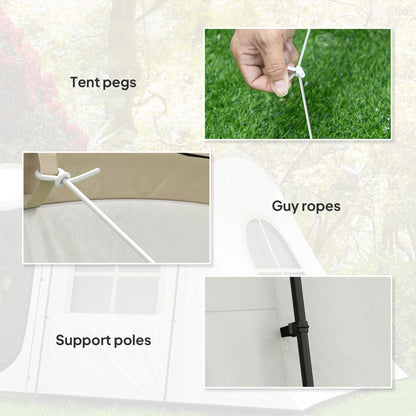 3-4 Man Tunnel Tent with Sewn in Floor, 3000mm Waterproof, Khaki