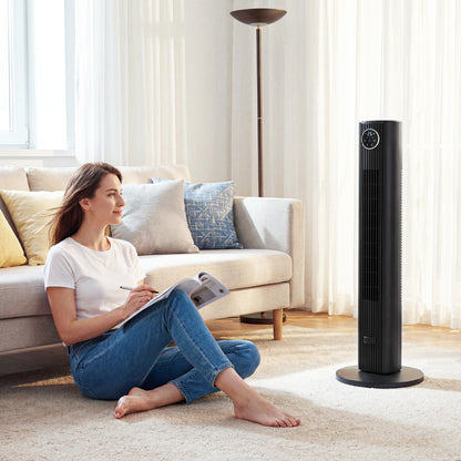 28dB Tower Fan for Bedroom, 26 ft/s Velocity Standing Fan, Black