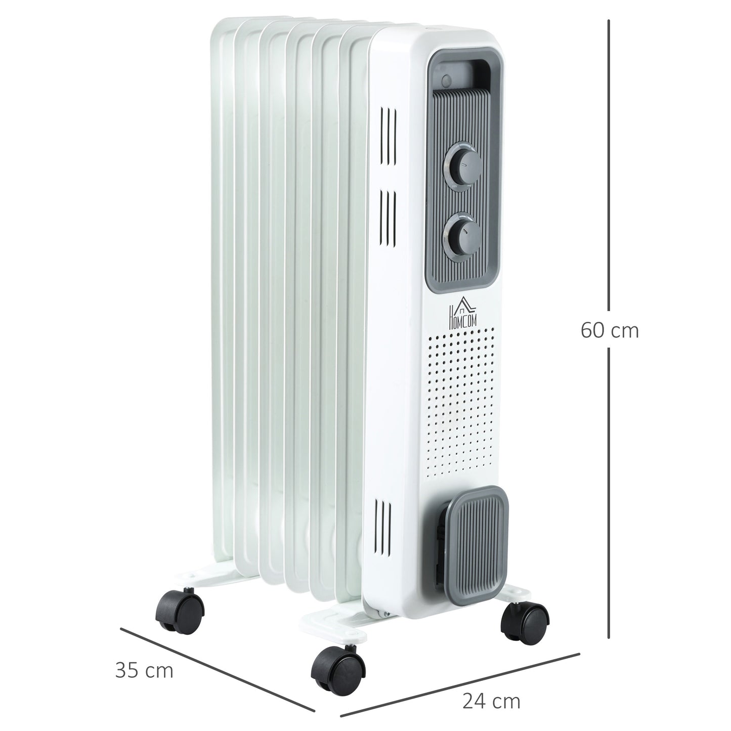 Oil Filled Radiator Portable Heater W/ 7 Fin, 3 Heat Settings, White