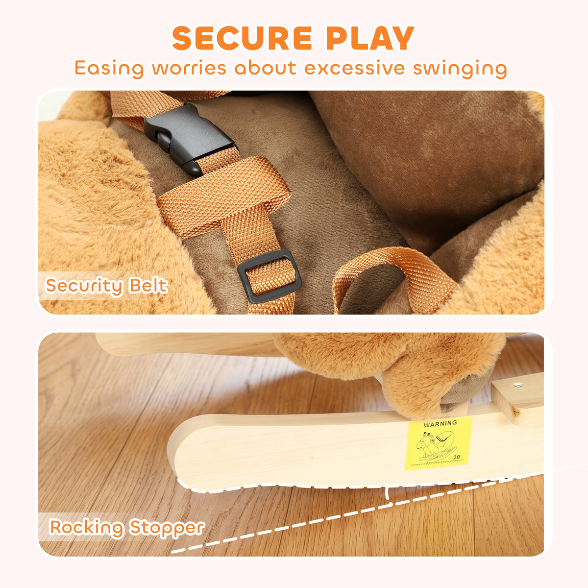 Plush Rocking Squirrel with Sounds and Safety Belt - Brown
