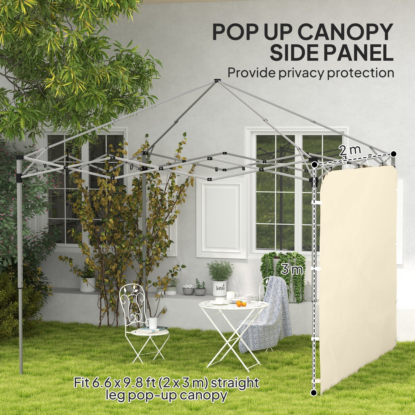 Side Panel for 3x3 m Pop Up Gazebos, 1 Pack Sidewall Only, Beige