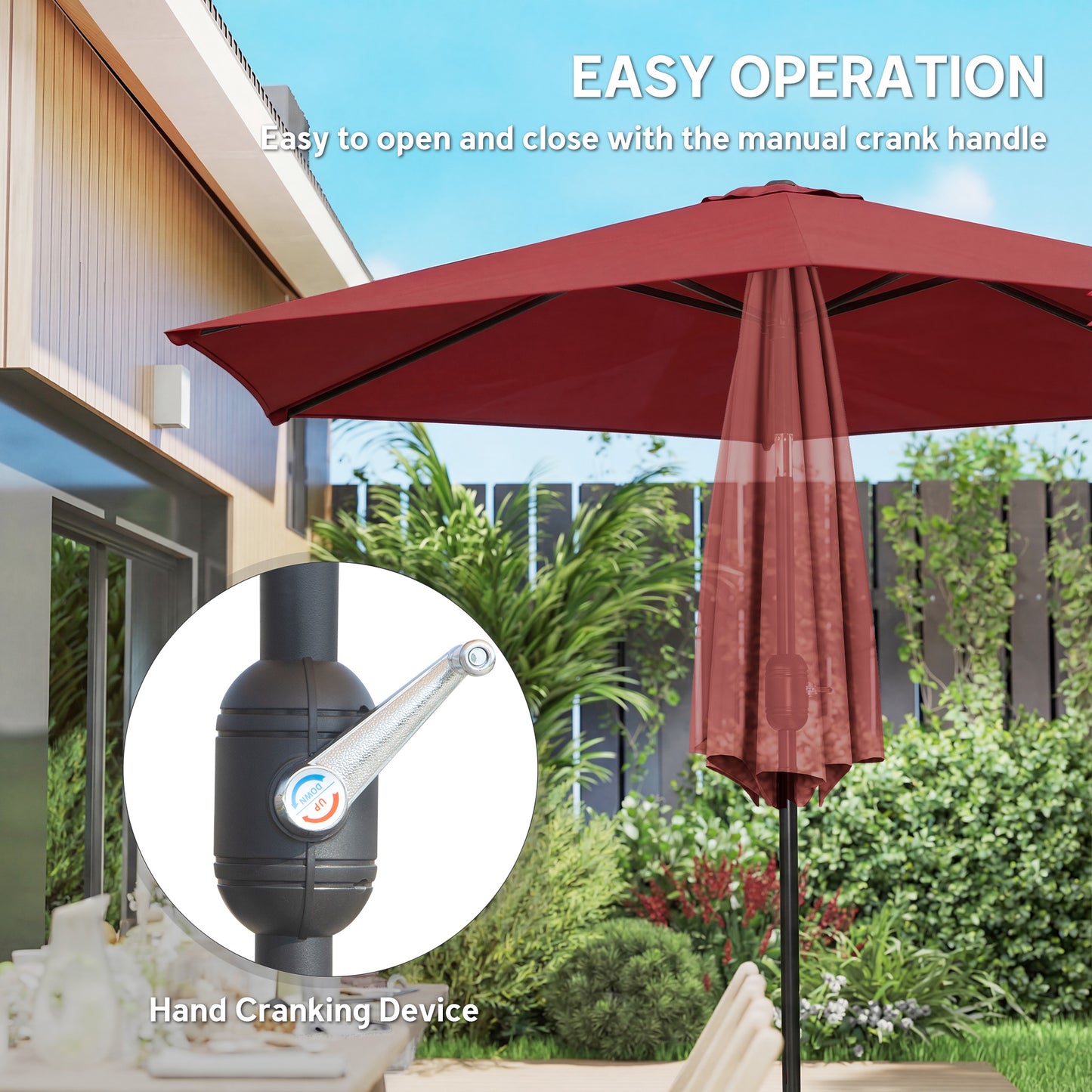2.6M Garden Parasol Umbrella with Aluminium Pole, Tilt, Crank