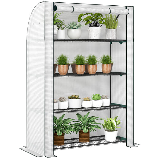 Mini Greenhouse Indoor Outdoor Green House with PE Cover, White