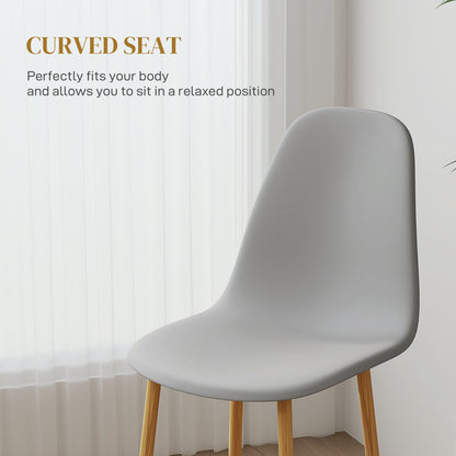 Dining Chairs Set of 4 w/ Curved Back, Steel Legs, Grey